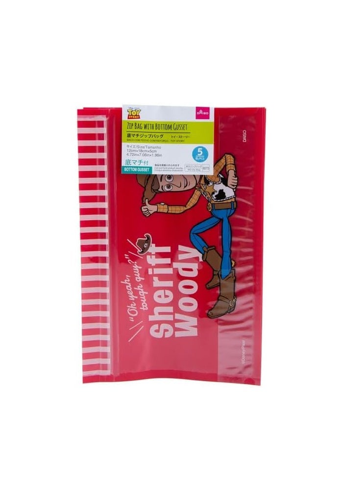 DAISO Zip Storage Bag with Bottom Gusset - Sheriff Woody Design - Image 1